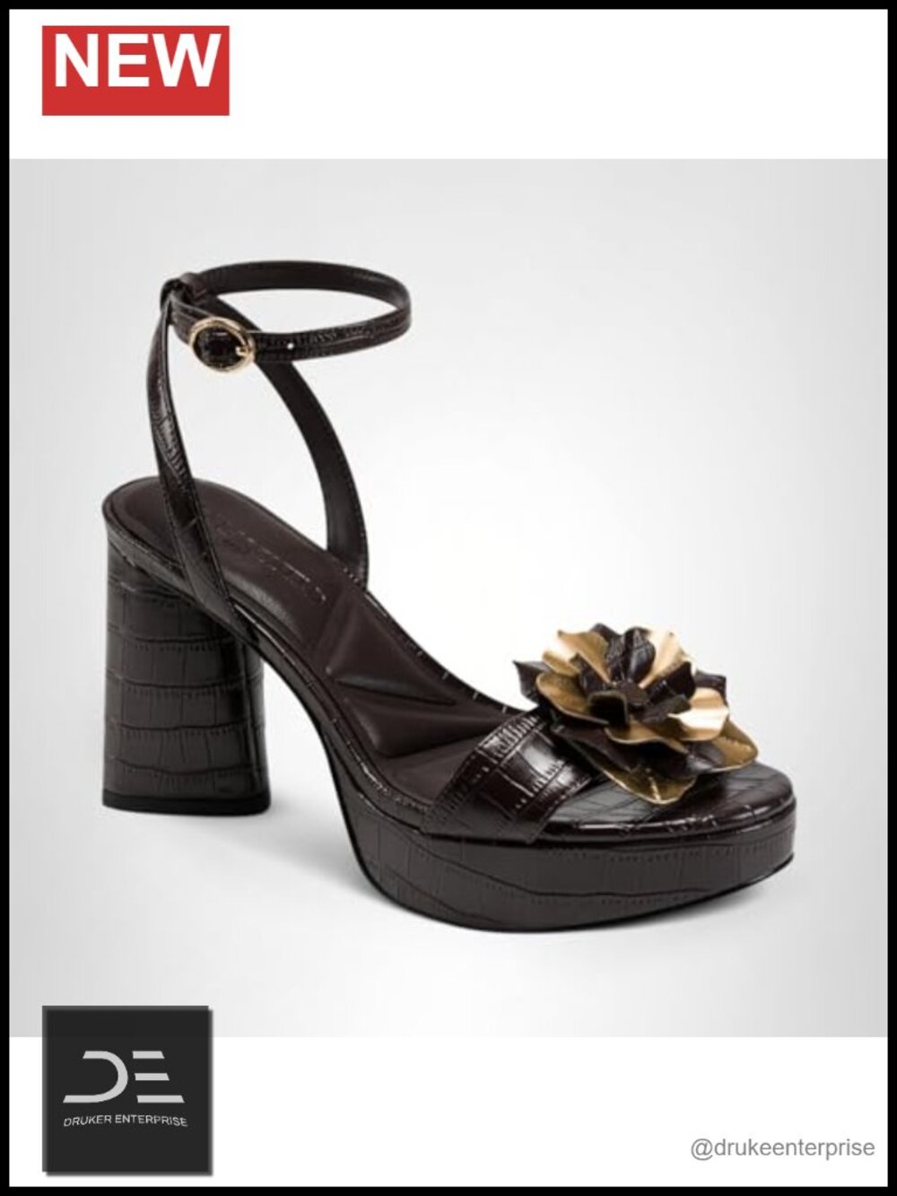 Karl Lagerfeld Haden Platform Heels Women's Sandals Leather Block Heels Ankle